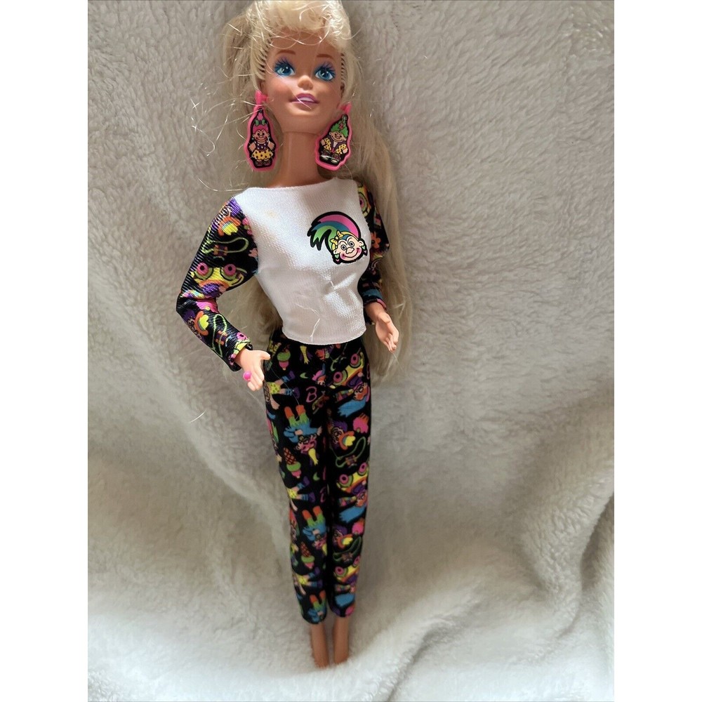 1992 Mattel Troll Barbie Doll w/ Outfit & Earrings & Mini Troll